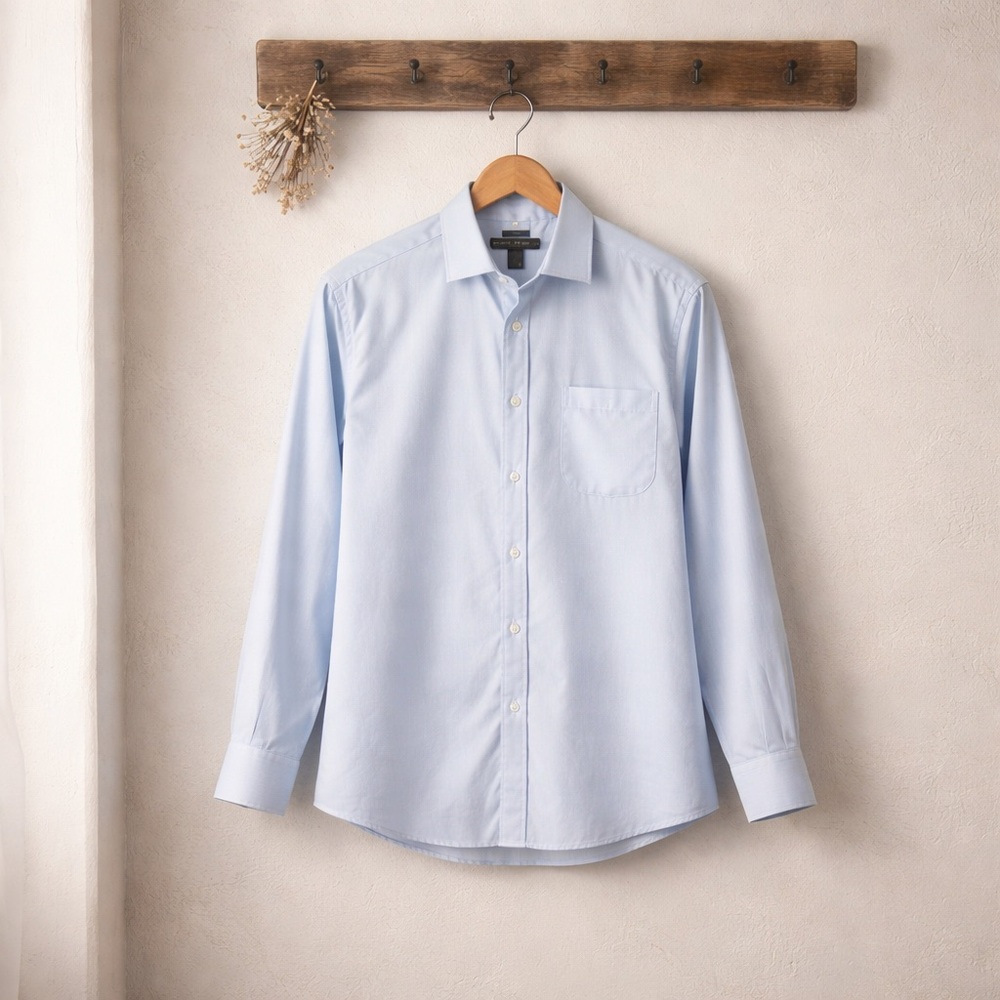 Pronto Uomo Men’s Light Blue Dress Shirt Classic Fit Long Sleeve Button-Down